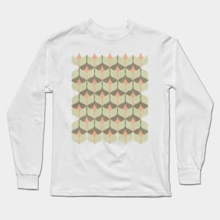 Geometric Pattern Green Orange Brown Long Sleeve T-Shirt